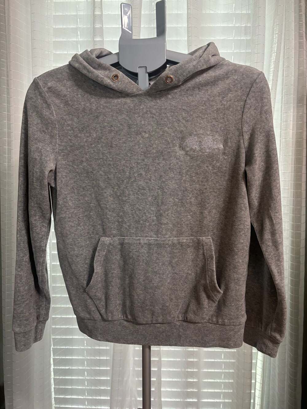 Cookies SF Gray Velour Pullover Hoodie Size Small